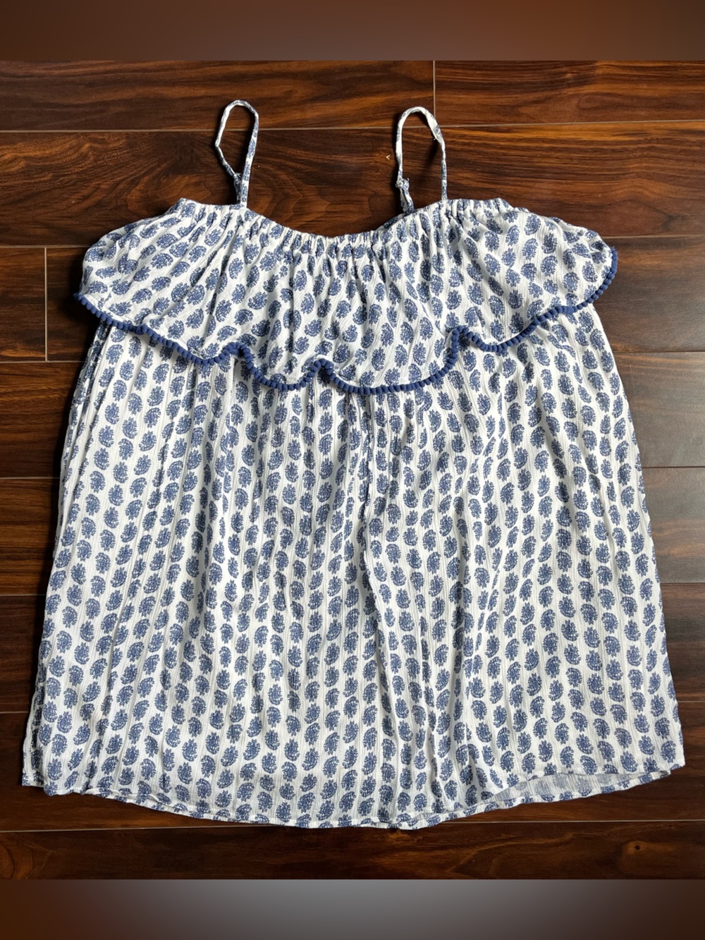 Polo by Ralph Lauren White Dress with Blue Paisley Print, girls 6, EUC